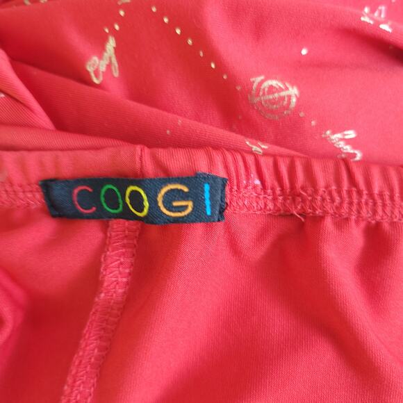 Coogi Maxi Dress Red Slinky Halter Neck Logo Spellout Gold Women - Picture 11 of 16